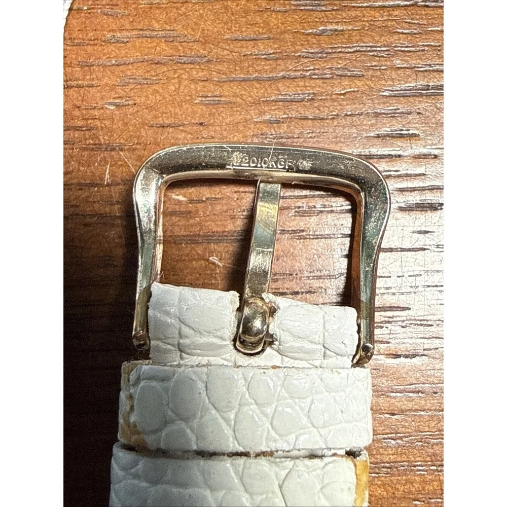 Genuine Lizard Watch Strap White 18mm NOS With 10k Gold Filled Buckle